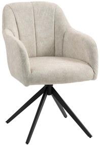 HOMCOM Fotoliu Acent Rotativ, Fotoliu Tapitat cu Material Textil, Picioare din Oțel, pentru Sufragerie, Dormitor, Birou, Bej | Aosom Romania