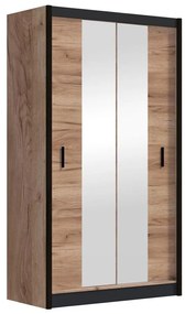 Dulap MIRO 120x215 cm cu oglindă, stejar craft/negru