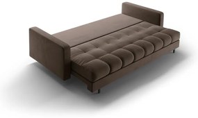 Canapea maro extensibilă, cu spațiu de depozitare cu tapițerie din catifea 222 cm Bali – Cosmopolitan Design