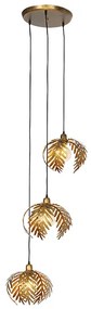 Lampă suspendată vintage aurie rotundă cu 3 lumini - Botanica