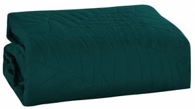 Cuvertura turcoaz pentru pat cu model LEAVES Dimensiune: 200 x 220 cm