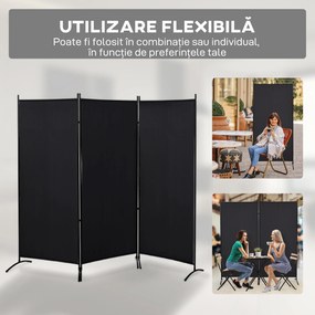 HOMCOM Paravan interior cu 3 panouri, separeu pliabil pentru spatii din metal si poliester, 253x50x182cm, bej | Aosom Romania