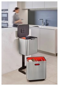 Coș de gunoi argintiu de reciclat din oțel 60 l Totem Max – Joseph Joseph