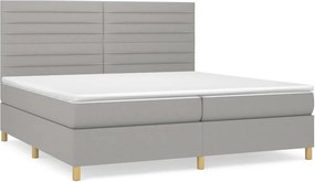 vidaXL Pat box spring cu saltea, gri deschis, 200x200 cm, textil