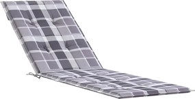 vidaXL Pernă de șezlong, gri carouri (75+105) x 50 x 4 cm