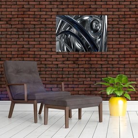Tabloul cu abstracție gri cu albastru (70x50 cm)