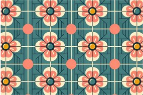 Tablou - Model retro cu flori (90x60 cm)