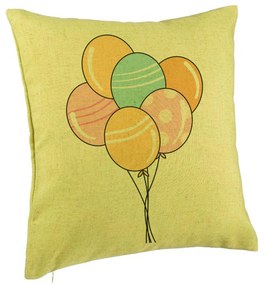 Perna Decorativa, Model Baloane Multicolor, 40x40 cm, Verde, Husa Detasabila, Burduf