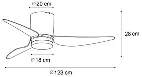 Ventilator de tavan negru 123cm incl. LED Dimmable cu telecomandă - Patty