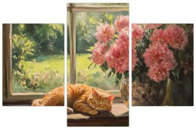 Tablou - Pisică la fereastră (90x60 cm)