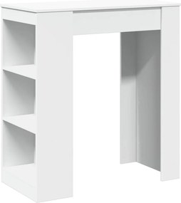 vidaXL Masă de bar cu rafturi, alb, 95x47x103,5 cm, lemn prelucrat