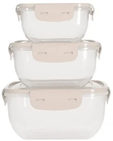 Set 3 caserole Alberta, plastic, crem, 500, 900, 1500 ml