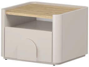 Noptieră Amilio 50 cm - cashmere / stejar uleiat / mânere cashmere