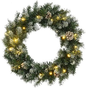 vidaXL Coroniță de Crăciun cu becuri LED, verde, 60 cm, PVC