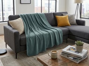 Patura din fleece FLEORA, menta inchisa Dimensiune: 150 x 200 cm