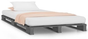 821424 vidaXL Pat din paleți Single 3FT, gri, 90x190 cm, lemn masiv de pin