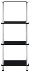 249510 vidaXL Raft cu 4 niveluri, negru, 40 x 40 x 100 cm, sticlă securizată
