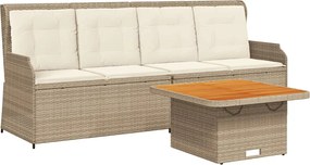 vidaXL Set mobilier de grădină cu perne, 3 piese, bej, poliratan