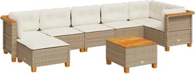 vidaXL Set canapele de grădină, 8 piese, cu perne, bej, poliratan