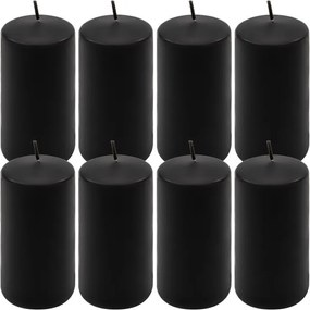 Set de lumânări cilindrice, 10 cm, Ø 5 cm, negru, 8 buc.
