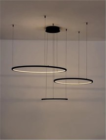 Lustra LED suspendata design circular PURPLE 3 ring neagra