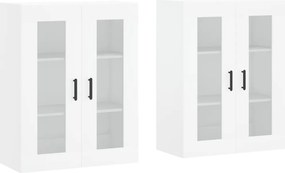 vidaXL Dulapuri montate pe perete, 2 buc, alb, lemn prelucrat