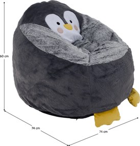 Fotoliu tip sac pinguin, gri, PINGO