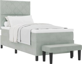 vidaXL Pat cu arcuri cu saltea Gri deschis 90 x 200 cm Catifea