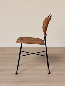 Scaun terracotta din metal si rattan, "Auro"