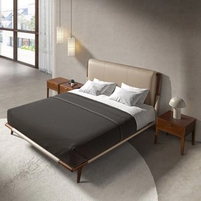 Pat dublu tapitat design LUX din lemn si piele sintetica Mink 180x200cm