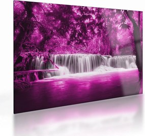 Tablou pe sticlă - Cascadă, violet (70x50 cm)