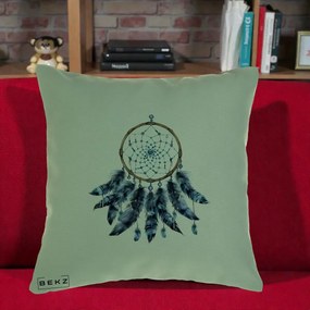 Perna Personalizata Prinzator de Vise cu Pene Albastre, 40x40 cm, Verde, Husa Detasabila, Perna Inclusa, BEKZ®