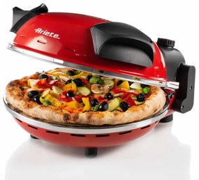 Cuptor electric pentru pizza Ariete "Pizza in 4 minute" 0909/10, 1200W, 32 cm, Pana la 400°C, 5 trepte, Placa de piatra, Acoperire antiaderenta, Rosu
