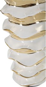 Veioză albă-aurie din ceramică cu abajur textil (înălțime 53 cm) Glam Space – Mauro Ferretti