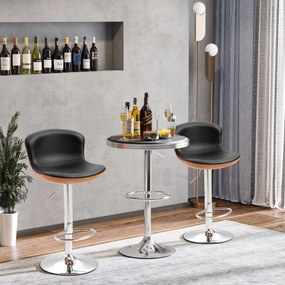HOMCOM Set de 2 Taburet de Bar Design Contemporan Înălțime șezut reglabil 64-85 cm rotire 360° acoperire sintetică Negru Imitație Lemn | Aosom Romania