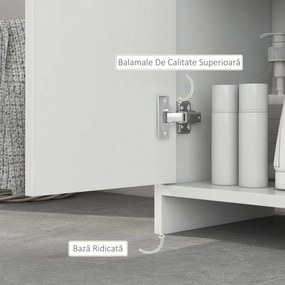 HOMCOM Dulap de Baie cu Dulăpior și 2 Compartimente Deschise, Mobilier Baie cu Spațiu de Depozitare, 30x30x160 cm, Alb | Aosom Romania