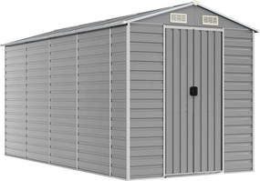 vidaXL Șopron de grădină gri deschis 191x385x198 cm, oțel galvanizat