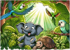 Tablou pe sticlă - Animăluțe vesele (70x50 cm)