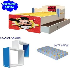 Pat copii Mickey cu saltea si sertar