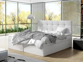 Pat matrimonial Boxspring 180 cm Cinara (piele ecologică soft 017 (Alb). 1054108