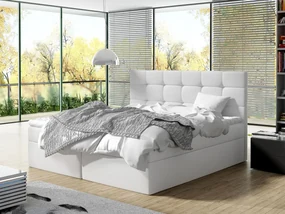 Pat matrimonial Boxspring 180 cm Cinara (piele ecologică soft 017 (Alb). 1054108