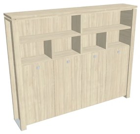 Dulap înalt pentru haine Verno+ 260 x 46 x 210 cm, cu rafturi, salcâm