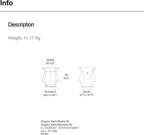 Ghiveci plante design decorativ modern exterior/interior ORIGAMI KASHI 62,5x62,5x80cm