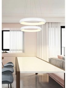 Lustră albă LED cu intensitate reglabilă cu abajur din metal ø 46 cm Cardona – Trio