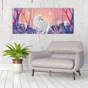 Tablou - Unicorn în pădurea fermecată (120x50 cm)
