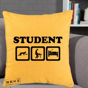 Perna Decorativa Student Life, 40x40 cm, Galben, Husa Detasabila, Perna Inclusa, BEKZ®