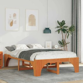 vidaXL Cadru de pat de podea Maro 120 x 190 cm Lemn masiv de pin