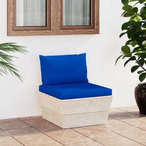 Canapea de gradina din paleti, de mijloc, cu perne, lemn molid 1, Albastru, canapea de mijloc
