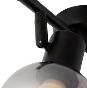 Plafoniera inteligentă neagră cu sticlă fumurie incl. 2 Wifi P45 - Vidro