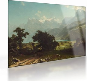 Tablou pe sticlă - Albert Bierstadt, Lake Lucerne, reproducere (70x50 cm)